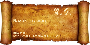 Mazák István névjegykártya